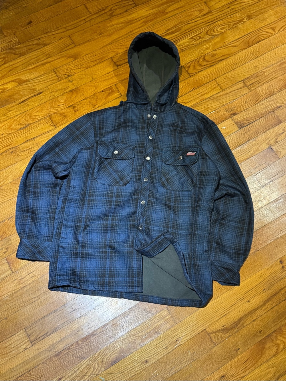 Dickies Men's Hooded Blue Plaid Work Jacket (S)